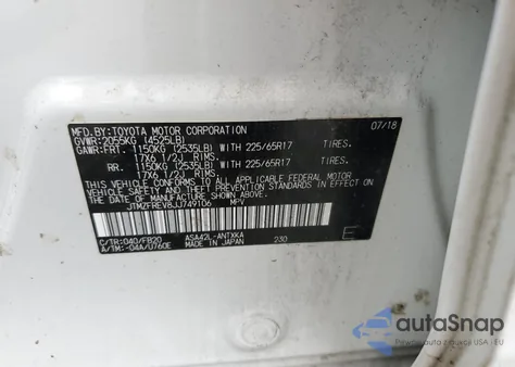 2018 Toyota Rav4 Le из США, поврежденный, VIN JTMZFREV8JJ749106